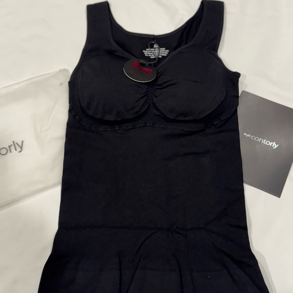 Contorly Cami Shaper Classic 010 Black XL Tummy Control Built-in Bra NWT